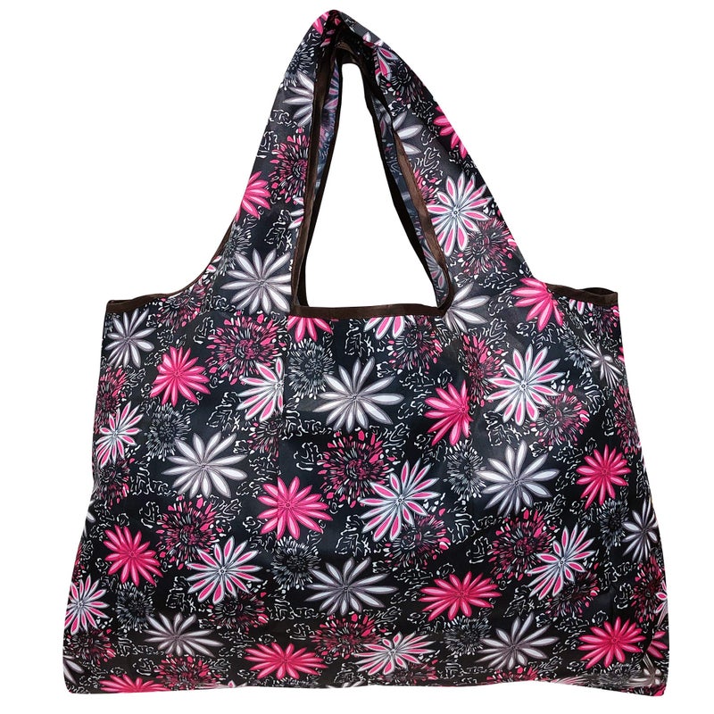 allydrew Large Foldable Tote Nylon Reusable Grocery Bag, 3 Pack, Midnight Madness - Image 3
